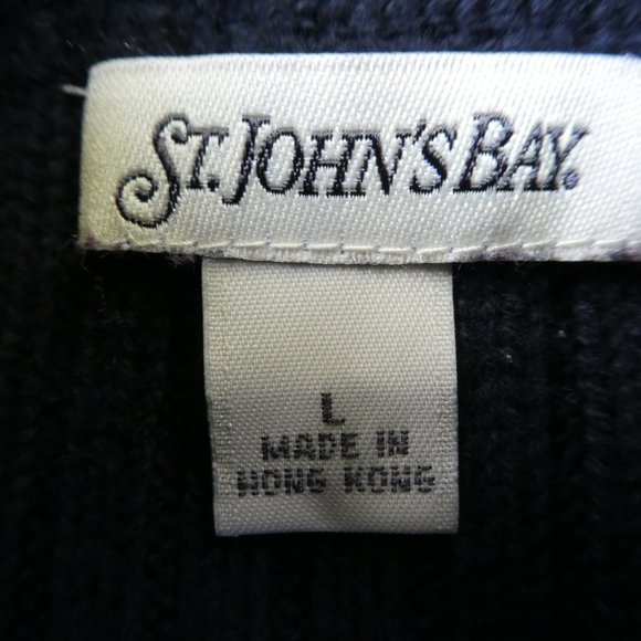 Vintage Cotton Knit Sweater Red White Blue Patriotic St Johns Bay Quarter Zip L - Picture 4 of 6